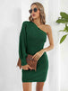 One-Shoulder Mini Sweater Dress Bazaarbey