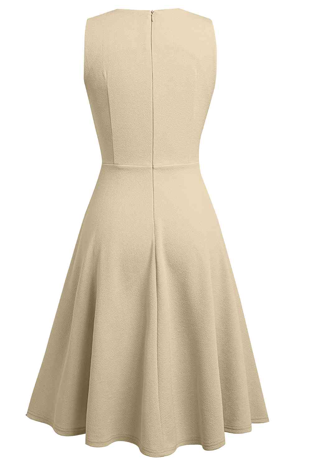 Round Neck Sleeveless Lace Trim Dress -BazaarBey - www.shopbazaarbey.com