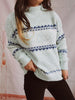 Geometric Mock Neck Dropped Shoulder Sweater Bazaarbey