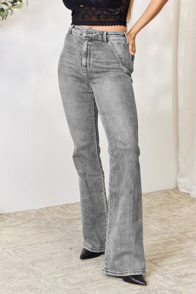  High Waist Slim Flare Jeans Trendsi