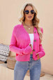 Button Up V-Neck Long Sleeve Cardigan Trendsi