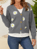 Flower Button Front Dropped Shoulder Cardigan Trendsi