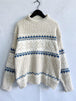 Geometric Mock Neck Dropped Shoulder Sweater Bazaarbey