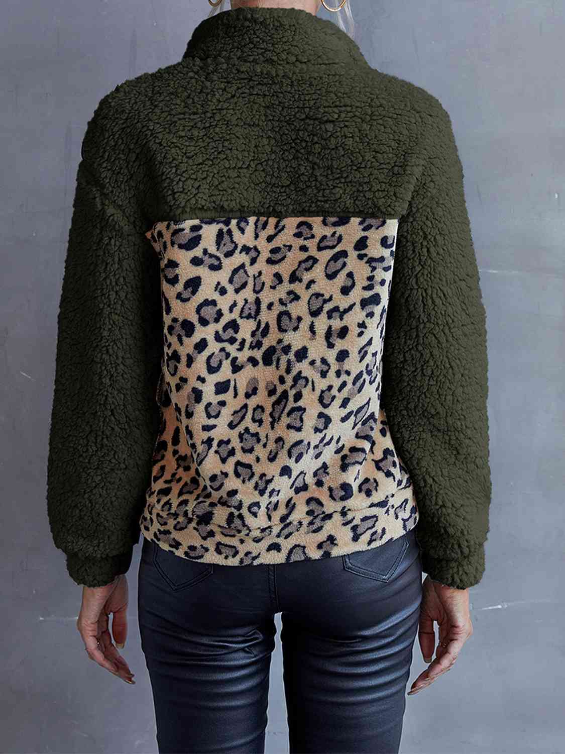  Quarter-Snap Teddy Sweatshirt Trendsi