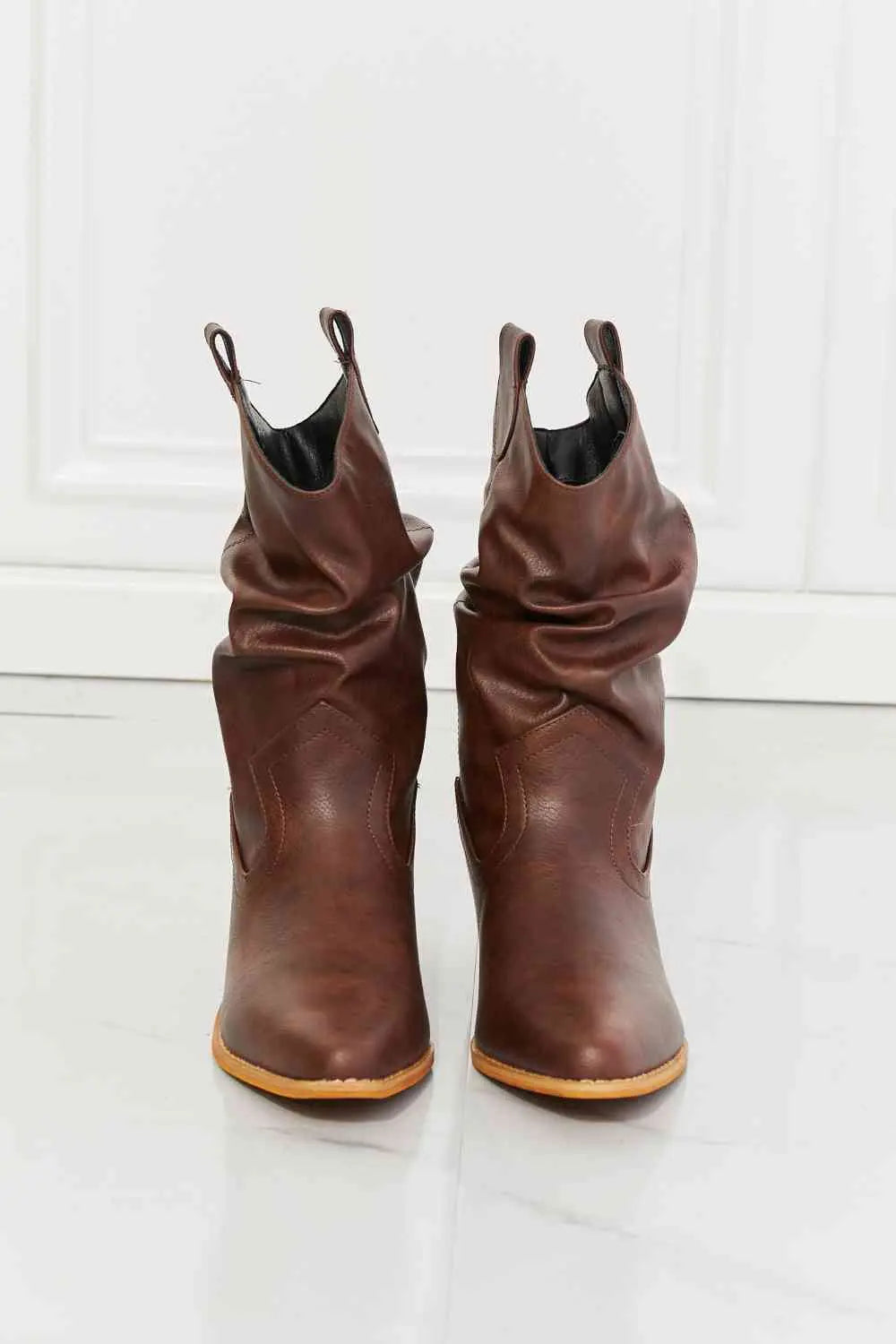 MMShoes Better in Texas Scrunch Cowboy Boots in Brown Trendsi