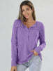 Half Button Long Sleeve T-Shirt Bazaarbey