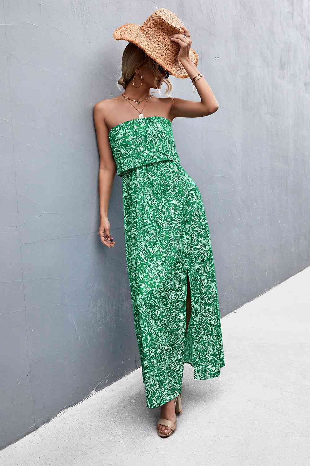 Strapless Split Maxi Dress Bazaarbey