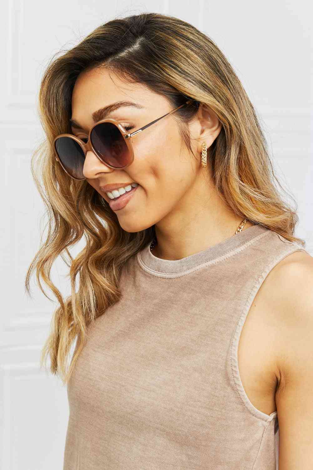 Metal-Plastic Hybrid Full Rim Sunglasses Trendsi