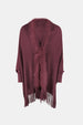 Fringe Open Front Long Sleeve Poncho Bazaarbey