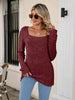 Square Neck Ribbed Long Sleeve T-Shirt Trendsi