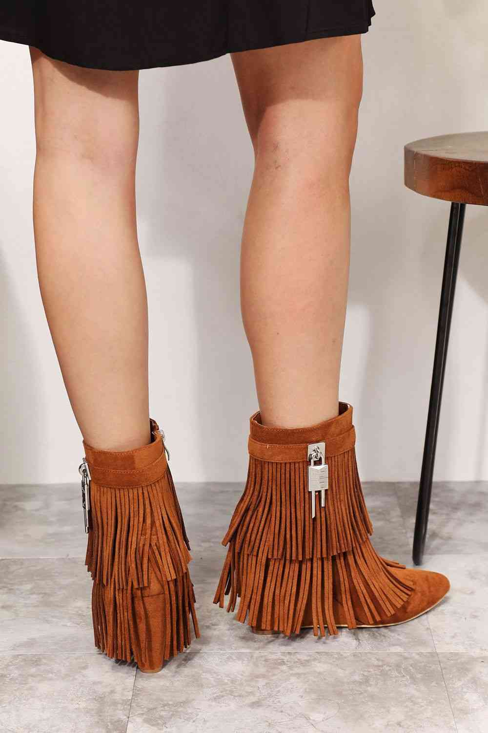  Women's Tassel Wedge Heel Ankle Booties Trendsi