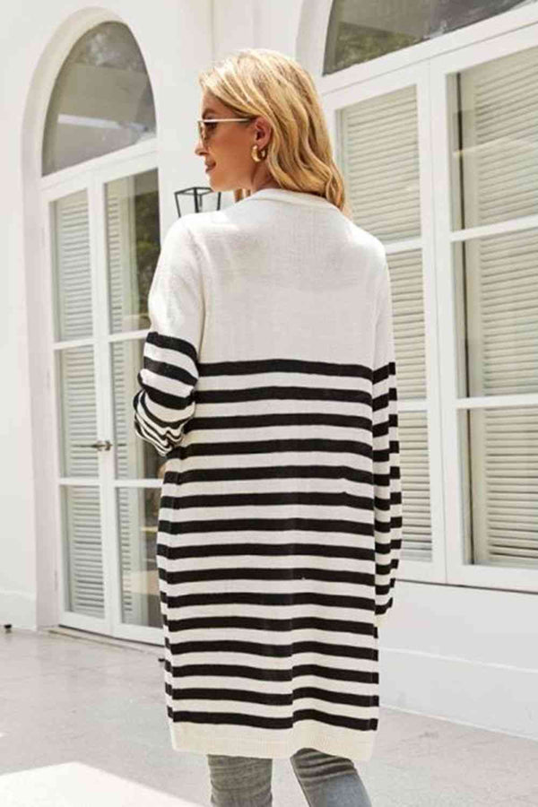 Striped   Cardigan Trendsi