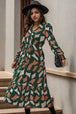 Printed Tied Pocketed Lantern Sleeve Dress Bazaarbey