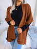 Horizontal Ribbing Open Front Slit Cardigan Trendsi