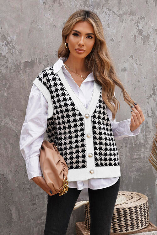  Button Front Sweater Vest Trendsi