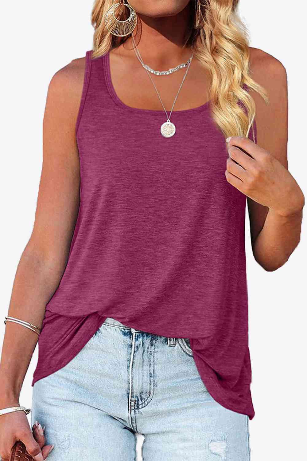 Curved Hem Square Neck Tank Bazaarbey