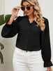 Button Up Flounce Sleeve V-Neck Shirt Bazaarbey