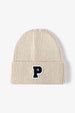 Letter Patch Cuffed Knit Beanie Trendsi