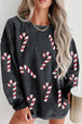  Candy Cane Round Neck Sweatshirt Bazaarbey