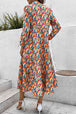 Printed Collared Neck Long Sleeve Dress -BazaarBey - www.shopbazaarbey.com