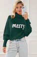 Merry Letter Embroidered High Neck Sweater Bazaarbey