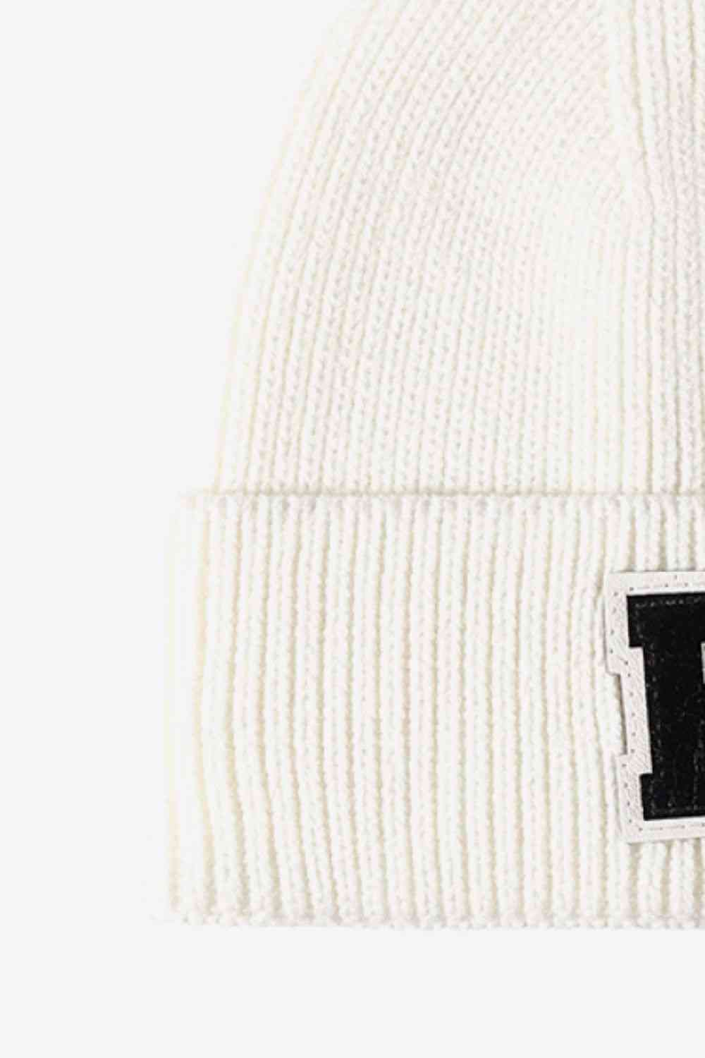 Letter Patch Cuffed Knit Beanie Trendsi