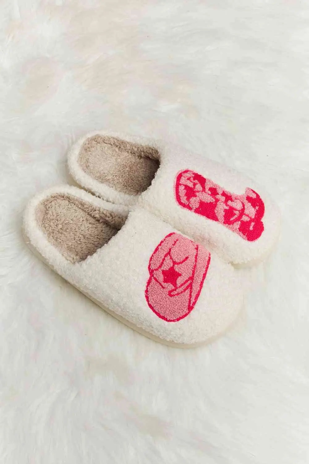 dy Printed Plush Slide Slippers Trendsi