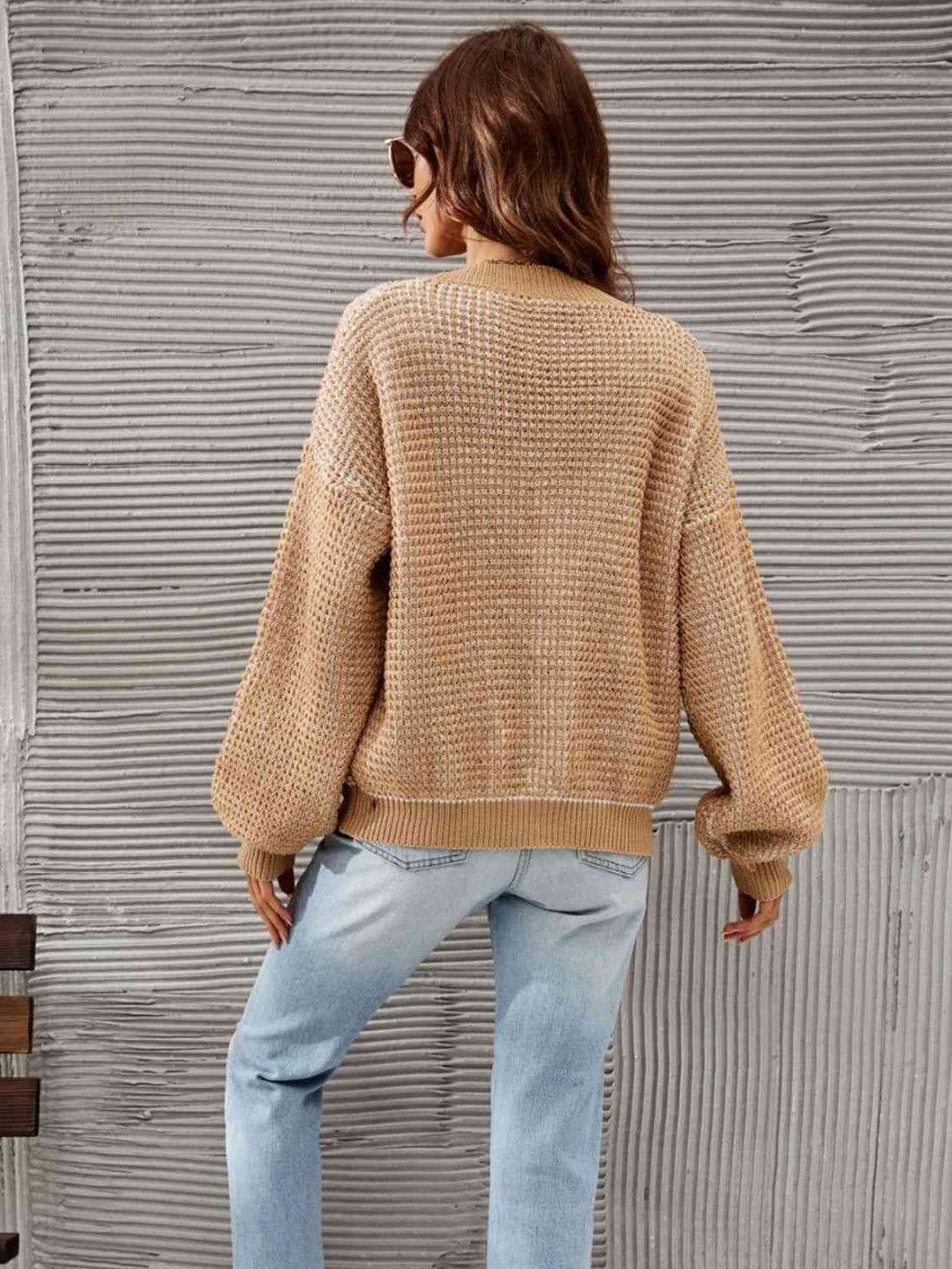 V-Neck Dropped Shoulder Cardigan Trendsi