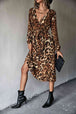 Animal Print Belted Midi Dress -BazaarBey - www.shopbazaarbey.com