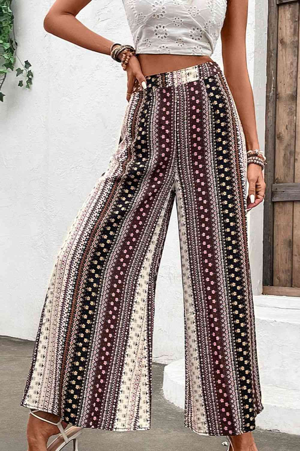 Floral High Waist Wide Leg Pants Bazaarbey