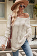 Boat Neck Dropped Shoulder Knit Top Bazaarbey