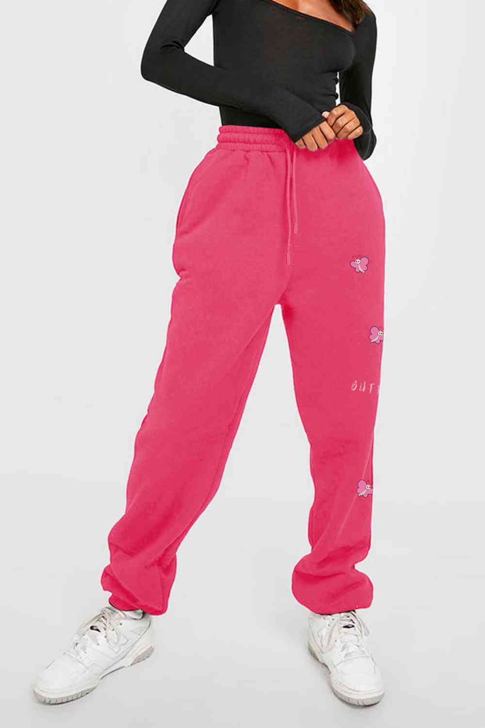    Drawstring BUTTERFLY Graphic Long Sweatpants Bazaarbey