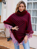 Striped Fringe Hem Poncho Bazaarbey