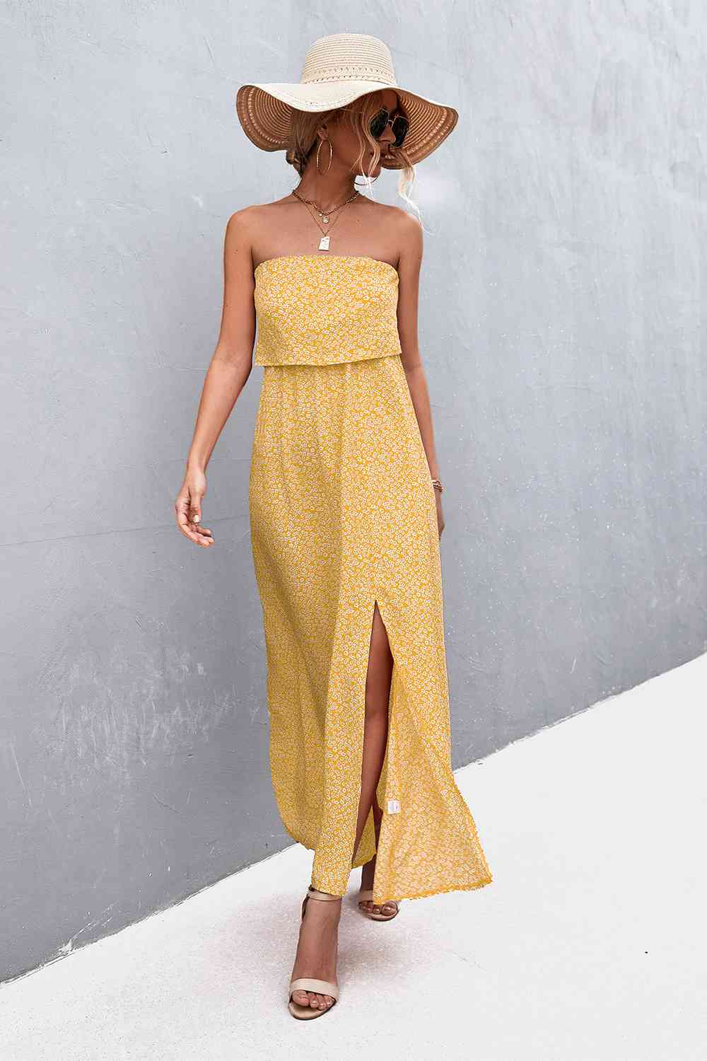 Strapless Split Maxi Dress Bazaarbey