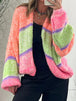 Striped Open Front Long Sleeve Cardigan Trendsi