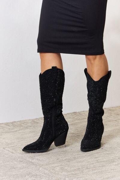  Rhinestone Knee High Cowboy Boots Trendsi