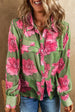 Flower Collared Neck Long Sleeve Shirt Trendsi