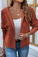 Cable-Knit Dropped Shoulder Hooded Cardigan Bazaarbey