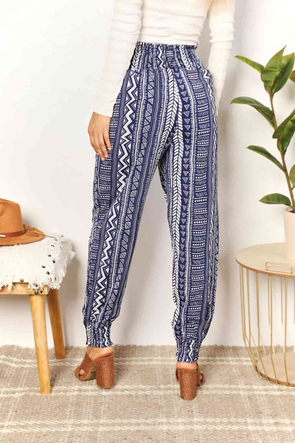  Geometric Print Tassel High-Rise Pants Bazaarbey