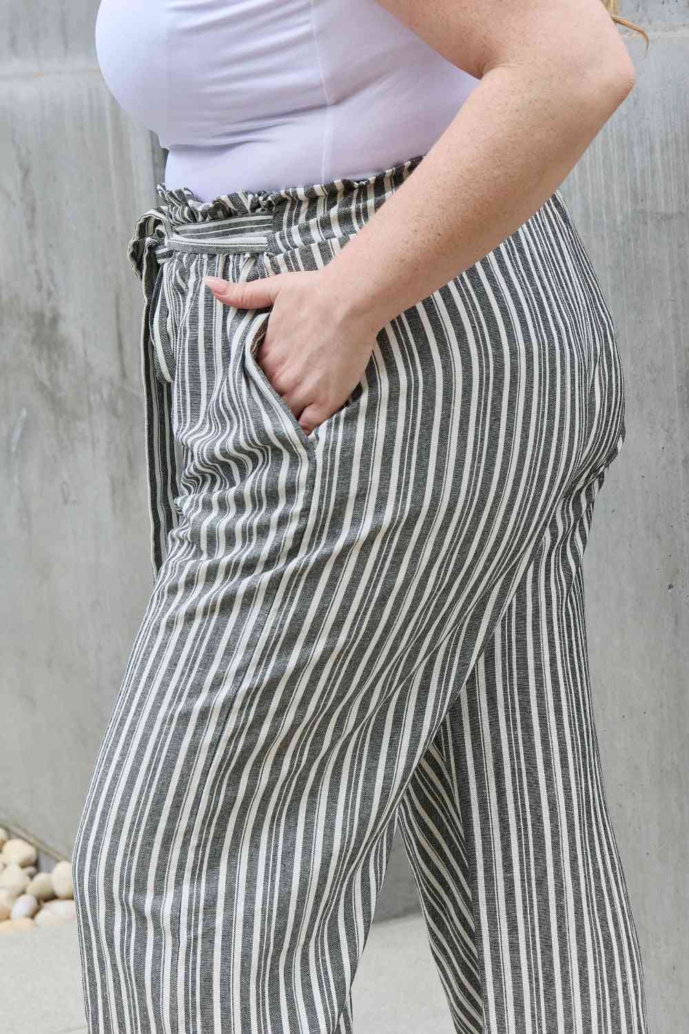  Find Your Path   Waist Striped Culotte Pants Bazaarbey