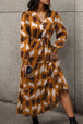 Printed Tied Pocketed Lantern Sleeve Dress Bazaarbey