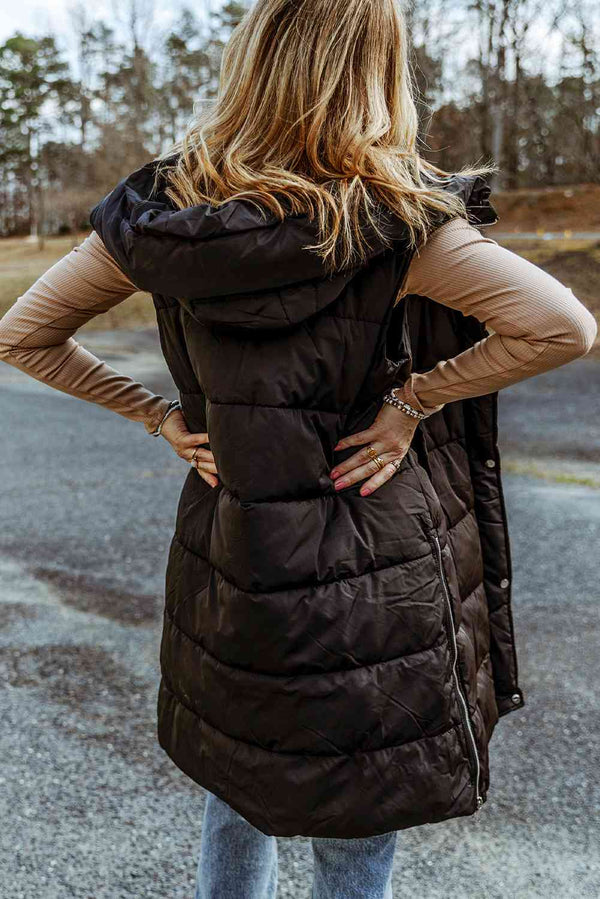  Hooded Sleeveless Puffer Vest Trendsi