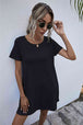 Round Neck Short Sleeve Mini Dress -BazaarBey - www.shopbazaarbey.com