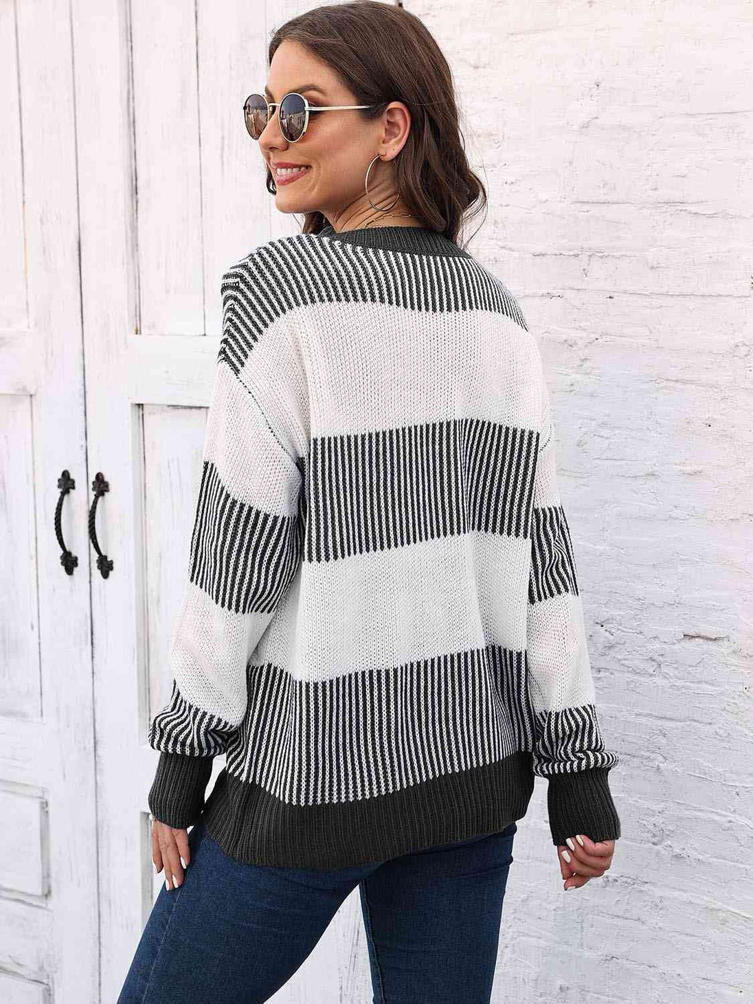 Full Size Round Neck Drop Shoulder Sweater Bazaarbey