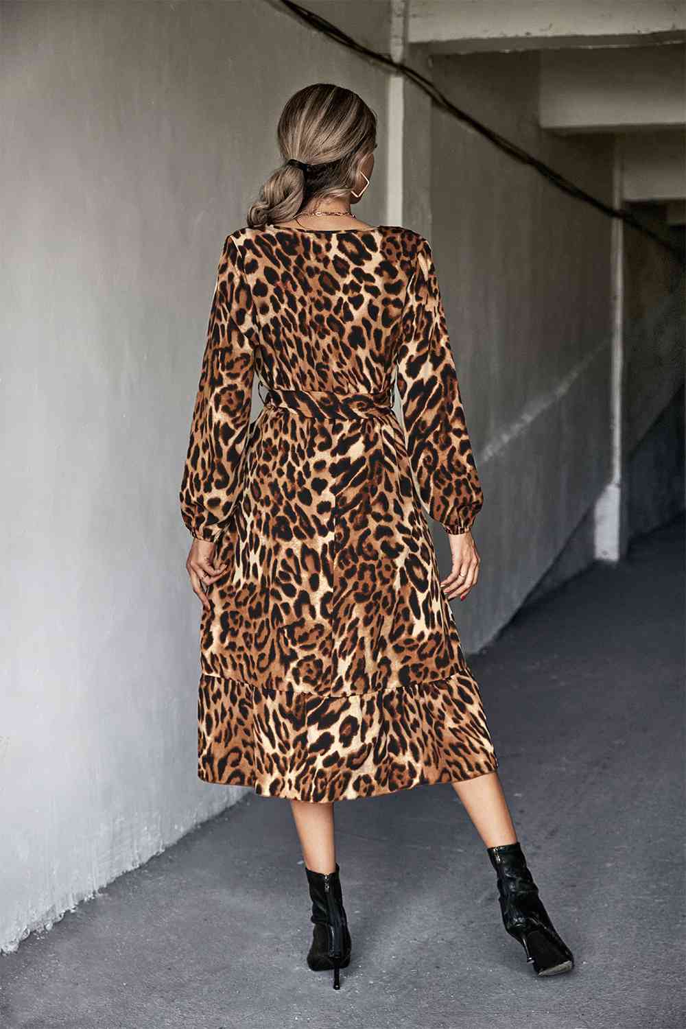 Animal Print Belted Midi Dress -BazaarBey - www.shopbazaarbey.com