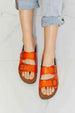 MMShoes Feeling Alive Double Banded Slide Sandals in Orange Trendsi