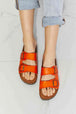 MMShoes Feeling Alive Double Banded Slide Sandals in Orange Trendsi