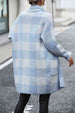 Plaid Dropped Shoulder Cardigan with Pocket Bazaarbey