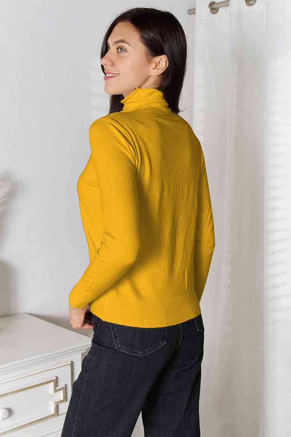  Turtleneck Long Sleeve Knit Top Trendsi