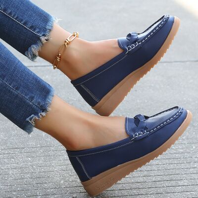 Weave Wedge Heeled Loafers Trendsi